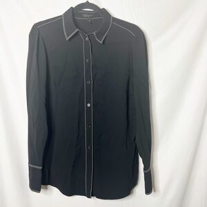 Escada Contrast Stitch Button Down Long Sleeve Top